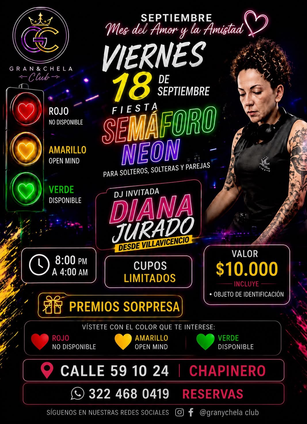 Fiesta Semáforo Neón en Gran&Chela Club